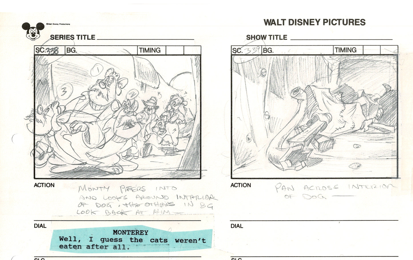 Chip n Dale Rescue Rangers Original Production Animation Storyboard Walt Disney FIRST EPISODE 1988 A48