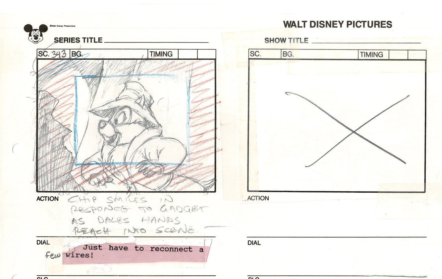 Chip n Dale Rescue Rangers Original Production Animation Storyboard Walt Disney FIRST EPISODE 1988 A51