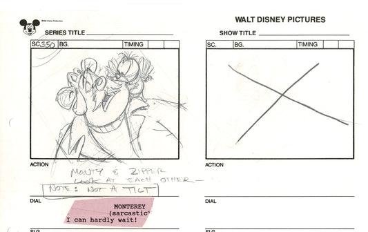 Chip n Dale Rescue Rangers Original Production Animation Storyboard Walt Disney FIRST EPISODE 1988 A53