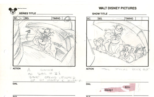 Chip n Dale Rescue Rangers Original Production Animation Storyboard Walt Disney FIRST EPISODE 1988 A61
