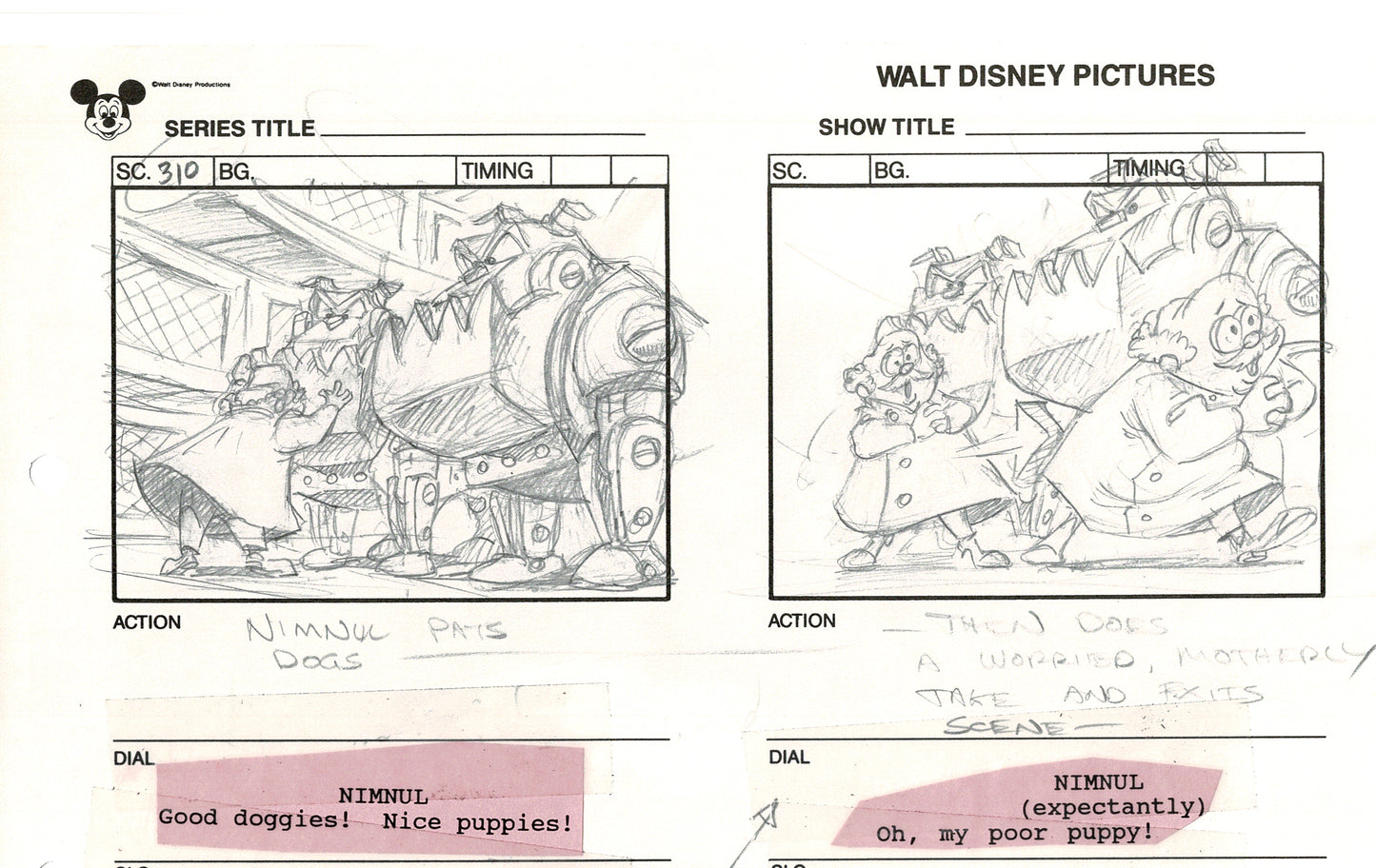 Chip n Dale Rescue Rangers Original Production Animation Storyboard Walt Disney FIRST EPISODE 1988 A79