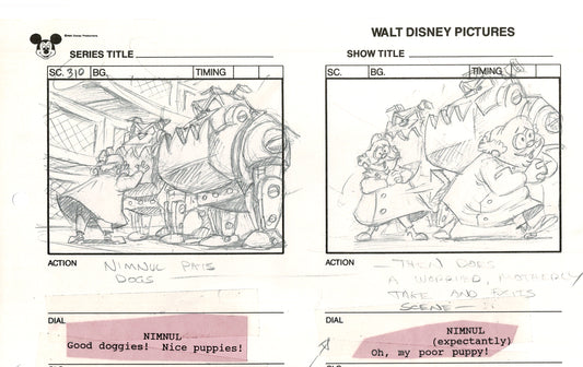 Chip n Dale Rescue Rangers Original Production Animation Storyboard Walt Disney FIRST EPISODE 1988 A79