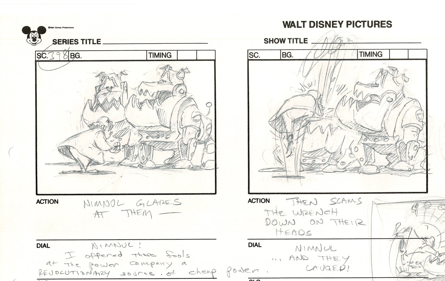 Chip n Dale Rescue Rangers Original Production Animation Storyboard Walt Disney FIRST EPISODE 1988 A85
