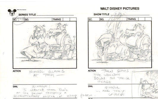 Chip n Dale Rescue Rangers Original Production Animation Storyboard Walt Disney FIRST EPISODE 1988 A85
