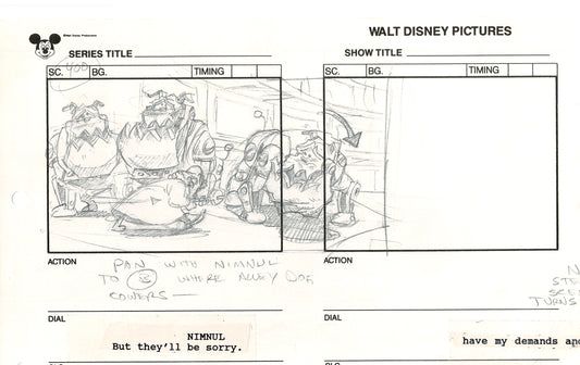 Chip n Dale Rescue Rangers Original Production Animation Storyboard Walt Disney FIRST EPISODE 1988 A86