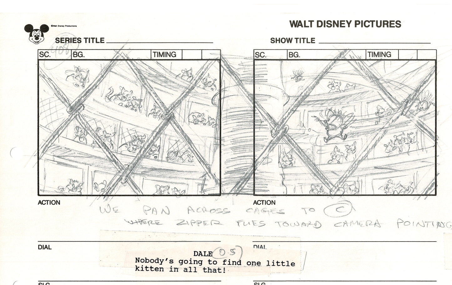 Chip n Dale Rescue Rangers Original Production Animation Storyboard Walt Disney FIRST EPISODE 1988 A88