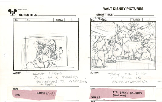 Chip n Dale Rescue Rangers Original Production Animation Storyboard Walt Disney FIRST EPISODE 1988 A100