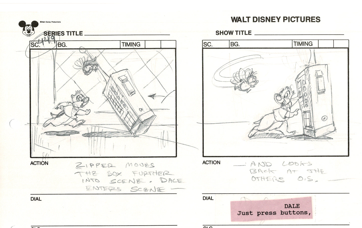 Chip n Dale Rescue Rangers Original Production Animation Storyboard Walt Disney FIRST EPISODE 1988 A104