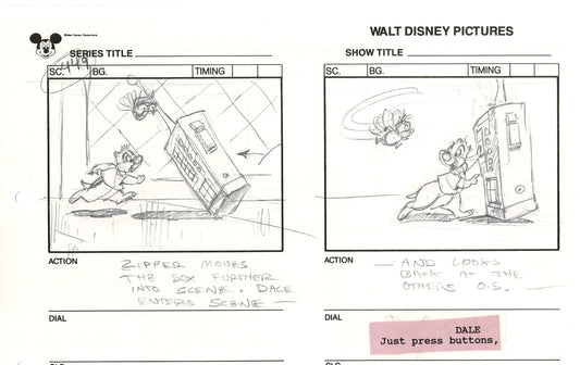 Chip n Dale Rescue Rangers Original Production Animation Storyboard Walt Disney FIRST EPISODE 1988 A104