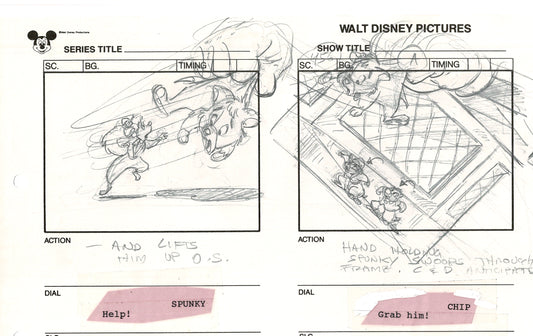Chip n Dale Rescue Rangers Original Production Animation Storyboard Walt Disney FIRST EPISODE 1988 A109