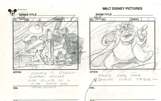 Chip n Dale Rescue Rangers Original Production Animation Storyboard Walt Disney FIRST EPISODE 1988 A117