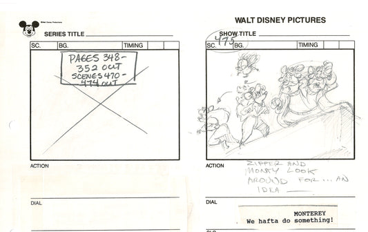 Chip n Dale Rescue Rangers Original Production Animation Storyboard Walt Disney FIRST EPISODE 1988 A119