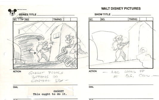 Chip n Dale Rescue Rangers Original Production Animation Storyboard Walt Disney FIRST EPISODE 1988 A120