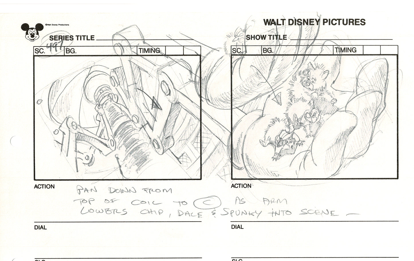 Chip n Dale Rescue Rangers Original Production Animation Storyboard Walt Disney FIRST EPISODE 1988 A121