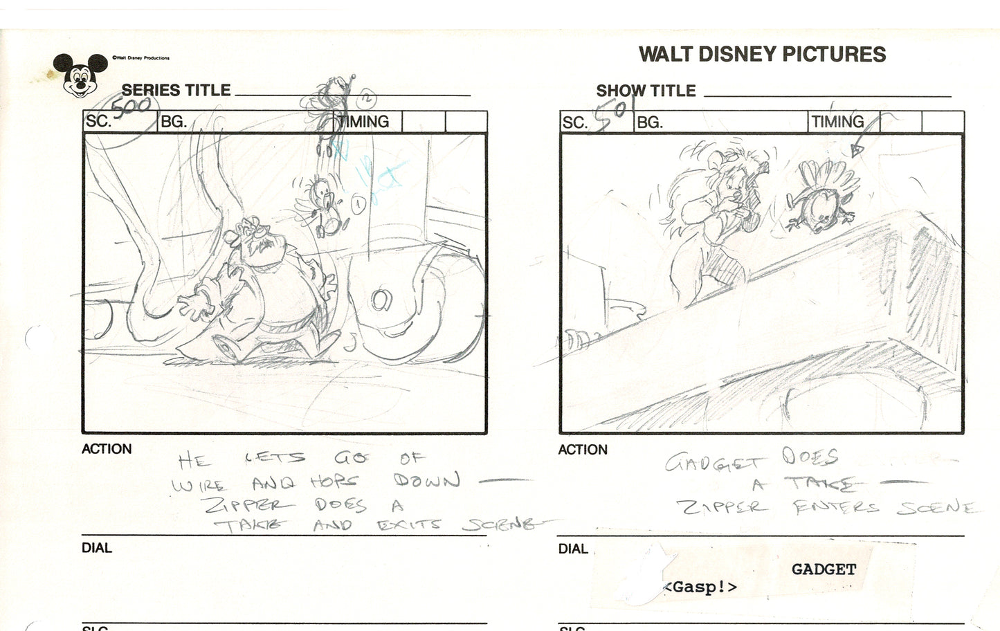 Chip n Dale Rescue Rangers Original Production Animation Storyboard Walt Disney FIRST EPISODE 1988 A124