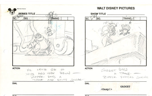 Chip n Dale Rescue Rangers Original Production Animation Storyboard Walt Disney FIRST EPISODE 1988 A124