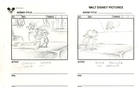 Chip n Dale Rescue Rangers Original Production Animation Storyboard Walt Disney FIRST EPISODE 1988 A125