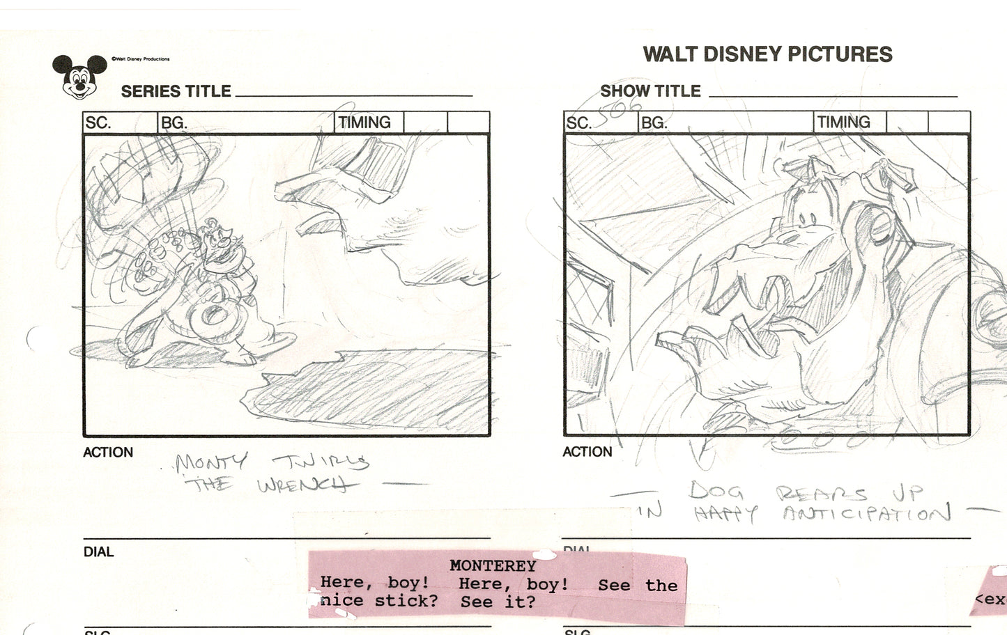 Chip n Dale Rescue Rangers Original Production Animation Storyboard Walt Disney FIRST EPISODE 1988 A129