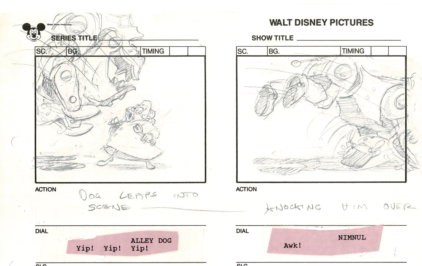 Chip n Dale Rescue Rangers Original Production Animation Storyboard Walt Disney FIRST EPISODE 1988 A134