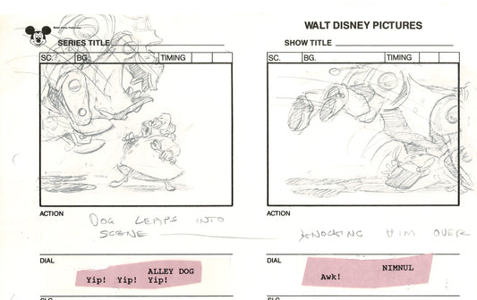 Chip n Dale Rescue Rangers Original Production Animation Storyboard Walt Disney FIRST EPISODE 1988 A134