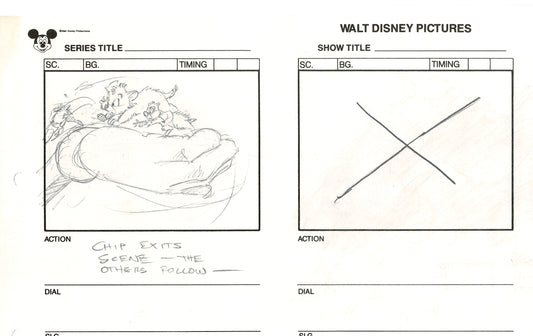 Chip n Dale Rescue Rangers Original Production Animation Storyboard Walt Disney FIRST EPISODE 1988 A135
