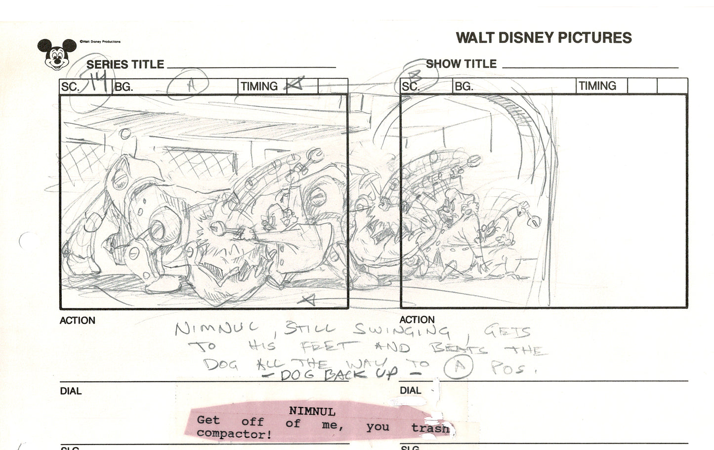 Chip n Dale Rescue Rangers Original Production Animation Storyboard Walt Disney FIRST EPISODE 1988 A136