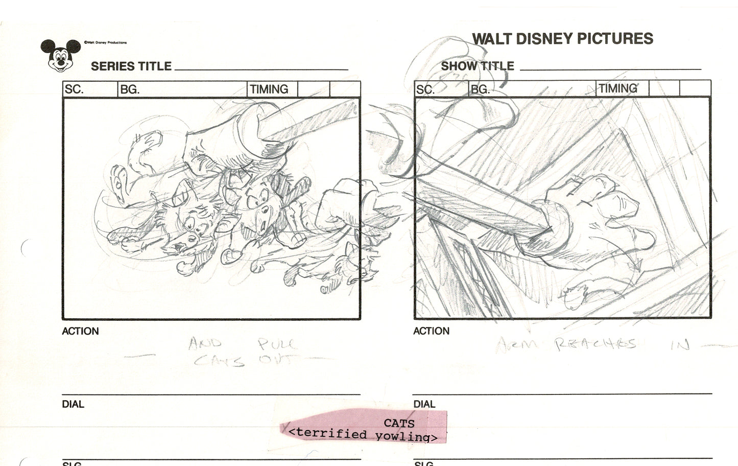 Chip n Dale Rescue Rangers Original Production Animation Storyboard Walt Disney FIRST EPISODE 1988 A148