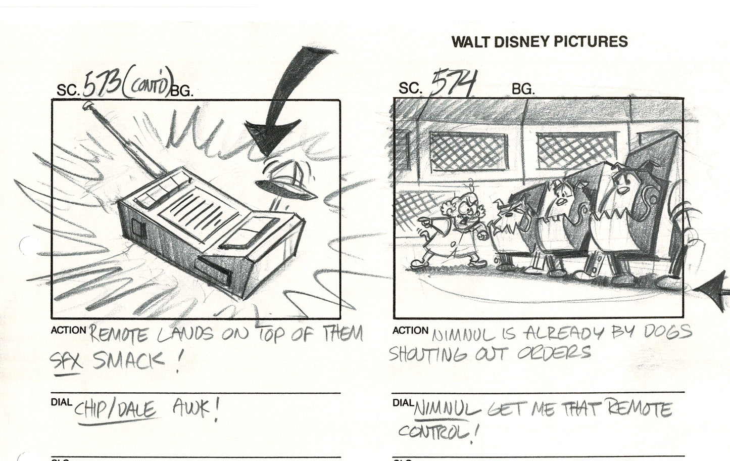 Chip n Dale Rescue Rangers Original Production Animation Storyboard Walt Disney FIRST EPISODE 1988 A166
