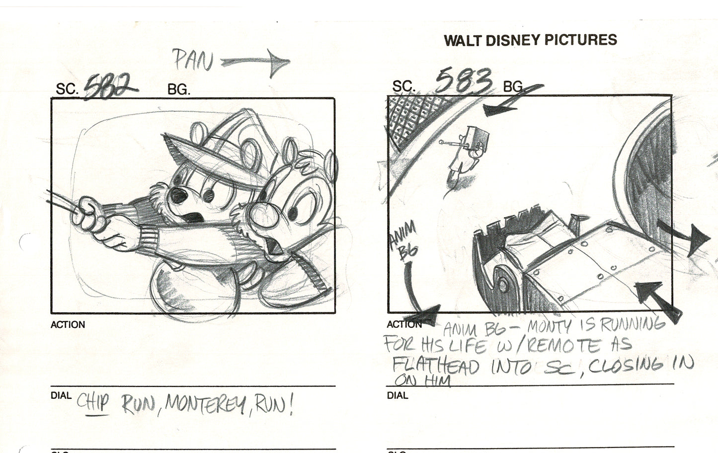 Chip n Dale Rescue Rangers Original Production Animation Storyboard Walt Disney FIRST EPISODE 1988 A174