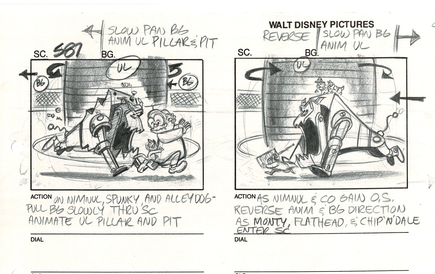 Chip n Dale Rescue Rangers Original Production Animation Storyboard Walt Disney FIRST EPISODE 1988 A176