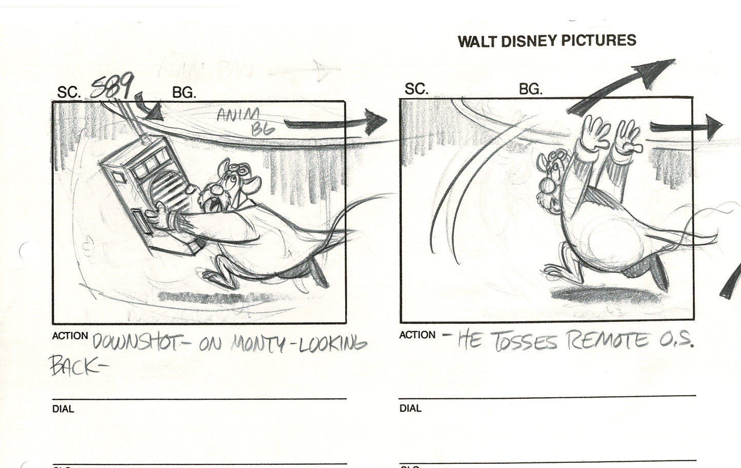 Chip n Dale Rescue Rangers Original Production Animation Storyboard Walt Disney FIRST EPISODE 1988 A177
