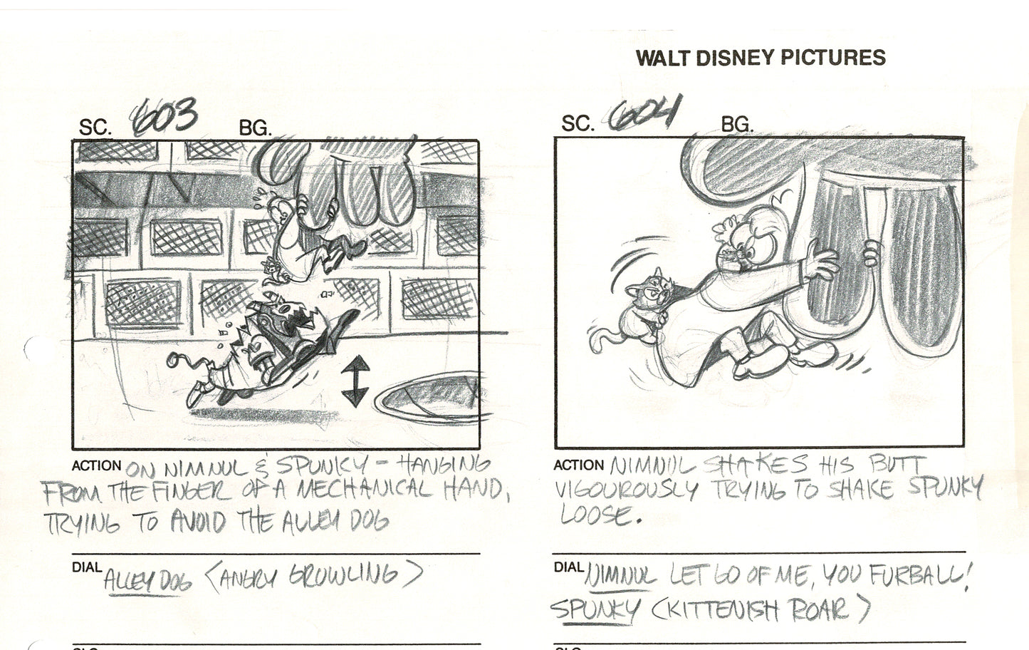 Chip n Dale Rescue Rangers Original Production Animation Storyboard Walt Disney FIRST EPISODE 1988 A187