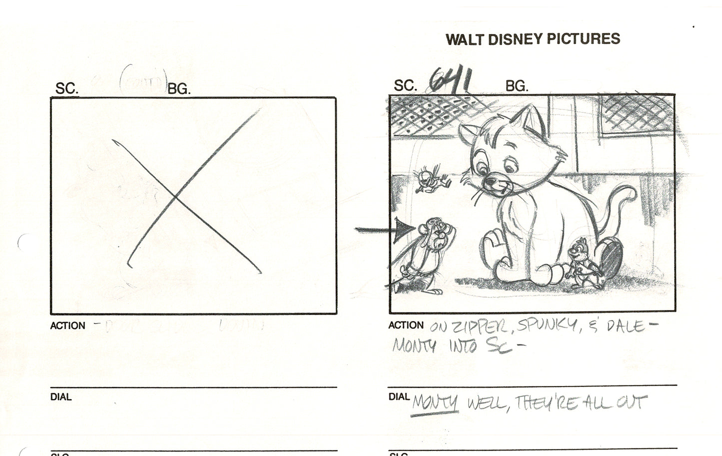 Chip n Dale Rescue Rangers Original Production Animation Storyboard Walt Disney FIRST EPISODE 1988 A203