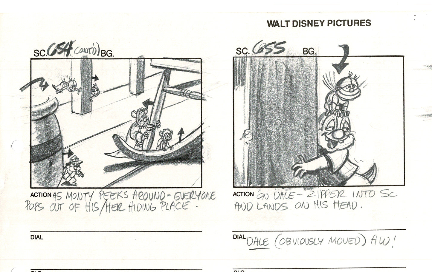 Chip n Dale Rescue Rangers Original Production Animation Storyboard Walt Disney FIRST EPISODE 1988 A211