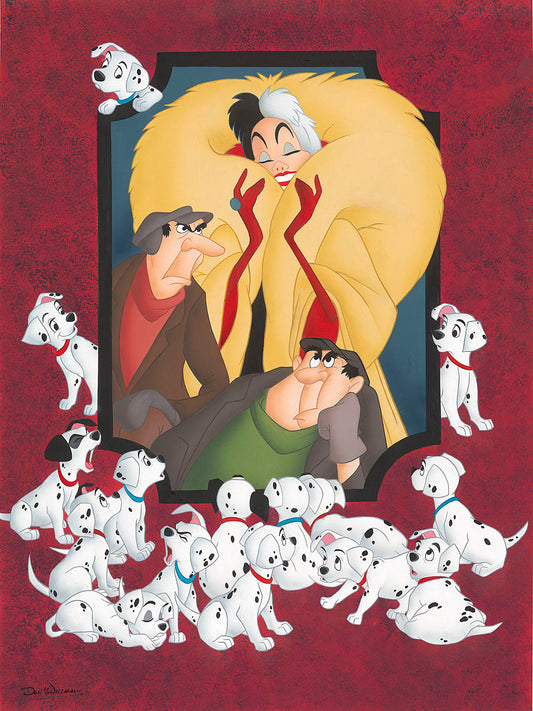 101 Dalmatians Walt Disney Fine Art Don "Ducky" Williams Signed Limited Edition of 195 Print on Canvas "Cruella and Company"