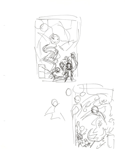 Dave Bullock 2 LOT Hand-Drawn Comic Illustrations for Covers and Book DC L47