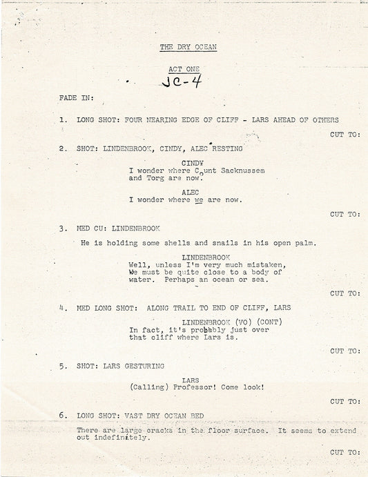 Journey To the Center of the Earth 1967 44-page Cartoon Script Filmation Ocean