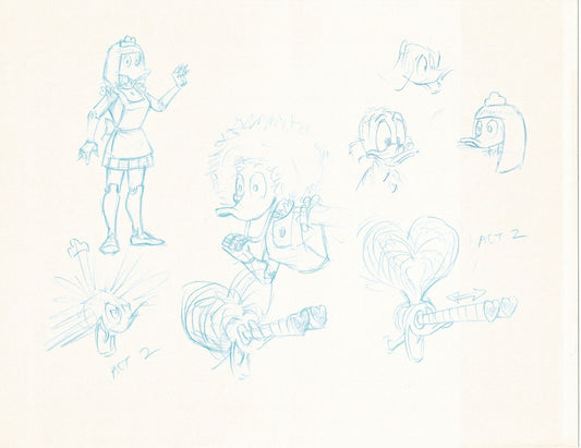 DUCKTALES Walt Disney Production Animation Drawing from Animator Wendell Washer's Estate 87-90 2-2