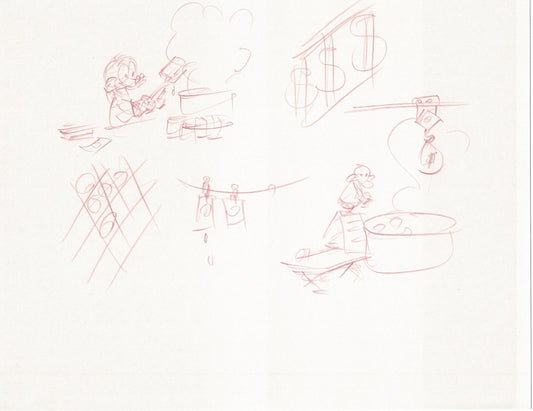DUCKTALES Walt Disney Production Animation Drawing from Animator Wendell Washer's Estate 87-90 2-4