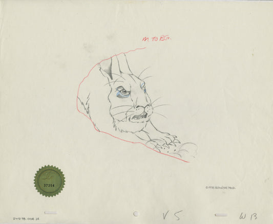 Watership Down 1978 Production Animation Cel Drawing with Linda Jones Enterprise Seal and Certificate of Authenticity 004-024