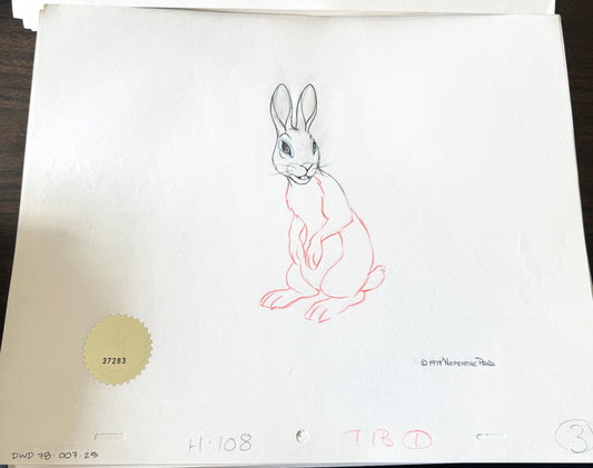 Watership Down 1978 Hazel Production Animation Cel Drawing with LJE COA 007-25