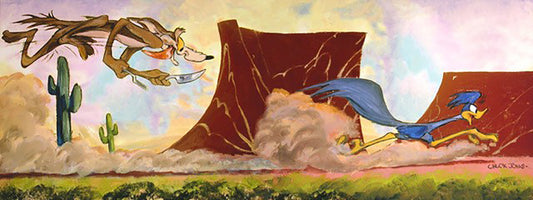 CHUCK JONES Desert Duo Road Runner and Wile E Coyote from Warner Brothers Canvas Giclee Limited Edition Print of 400 - LRG