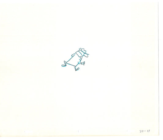 Sesame Street Two Cel Drawings Detective Anticipation Production Cartoon Ivanick 1989 CD007