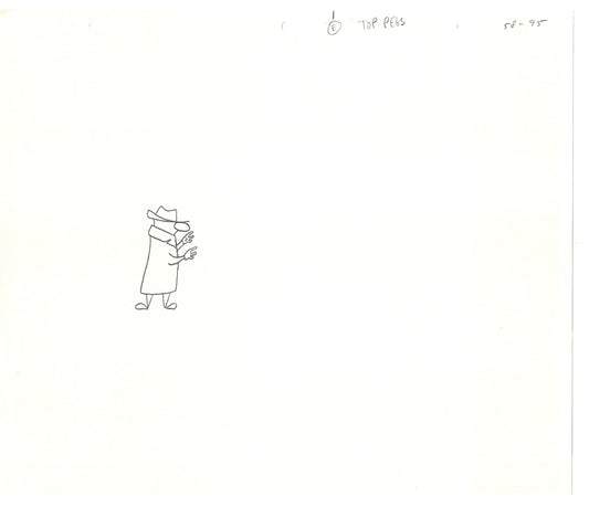Sesame Street Two Cel Drawings Detective Anticipation Production Cartoon Ivanick 1989 CD043