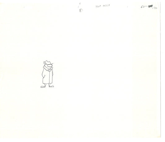 Sesame Street Two Cel Drawings Detective Anticipation Production Cartoon Ivanick 1989 CD051