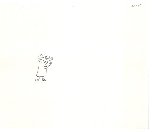 Sesame Street Two Cel Drawings Detective Anticipation Production Cartoon Ivanick 1989 CD057
