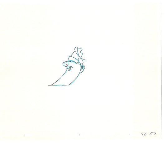 Sesame Street Two Cel Drawings Detective Anticipation Production Cartoon Ivanick 1989 CD069