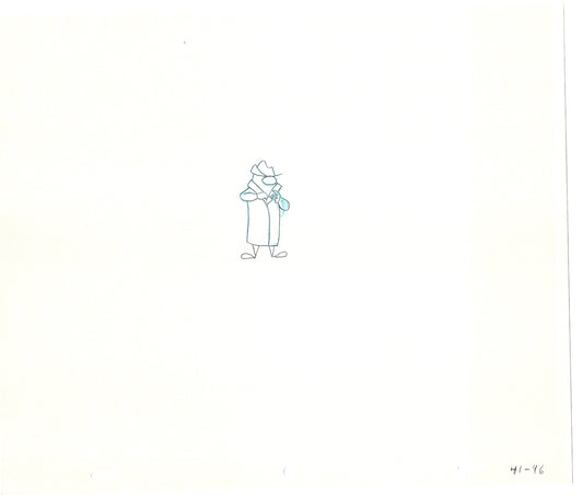Sesame Street Two Cel Drawings Detective Anticipation Production Cartoon Ivanick 1989 CD091