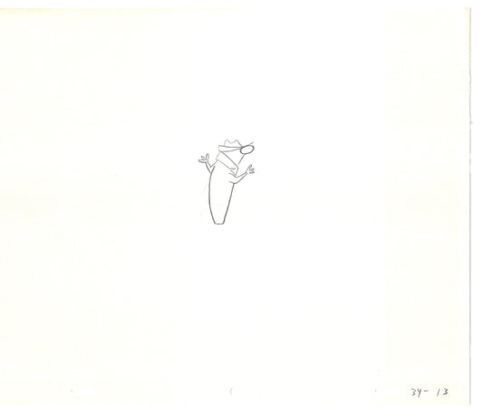Sesame Street Two Cel Drawings Detective Anticipation Production Cartoon Ivanick 1989 CD119