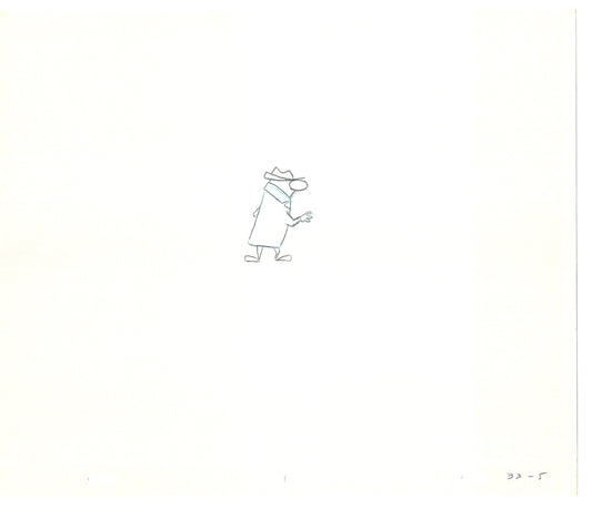 Sesame Street Two Cel Drawings Detective Anticipation Production Cartoon Ivanick 1989 CD129